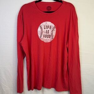 Life is Good Red Long Sleeve Shirt Women’s Size L